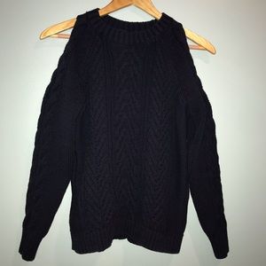 LOFT Cold Shoulder Cable Knit Sweater Size S